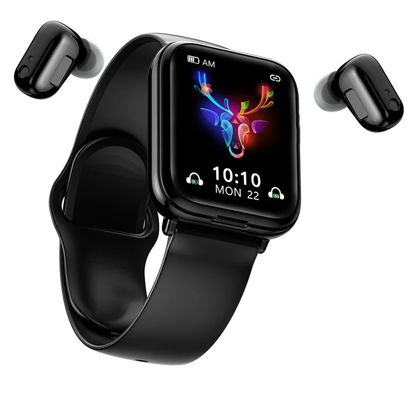 1.69inch large screen X8 smartwatch earphones 2 in 1 with magnetic charging TWS wireless earbuds music control BT call watch