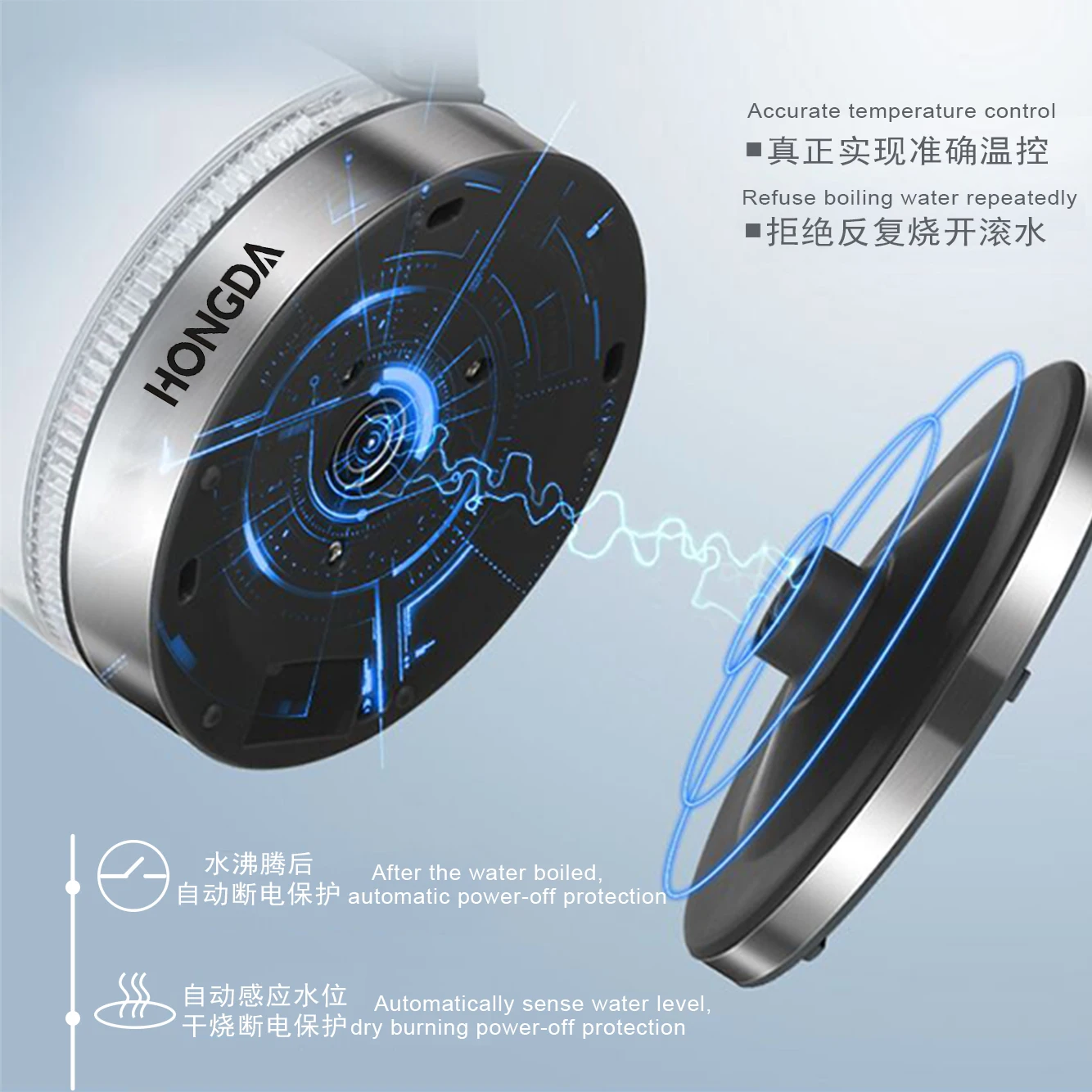 1.8L big capacity fast boiling glass electric water kettle