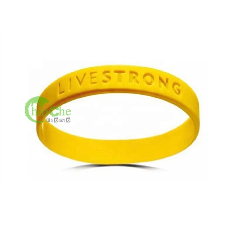 No Minimum yellow LIVE STRONG wristbands with logo Engraved Livestrong Rubber Band bracelet