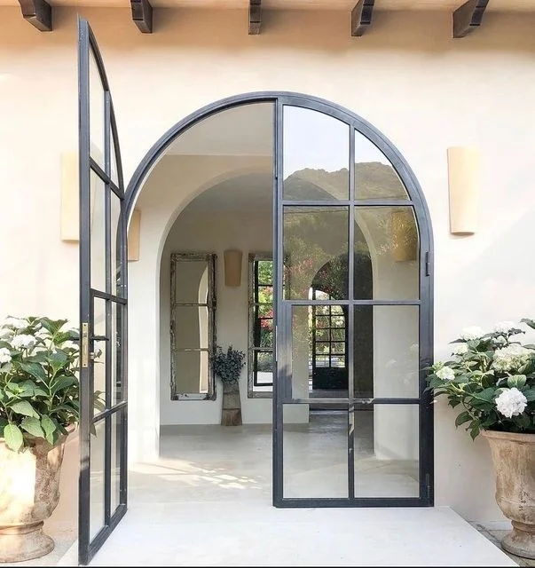 Simple Design Internal Arched Top Doors with Double Clear Tempered Glass