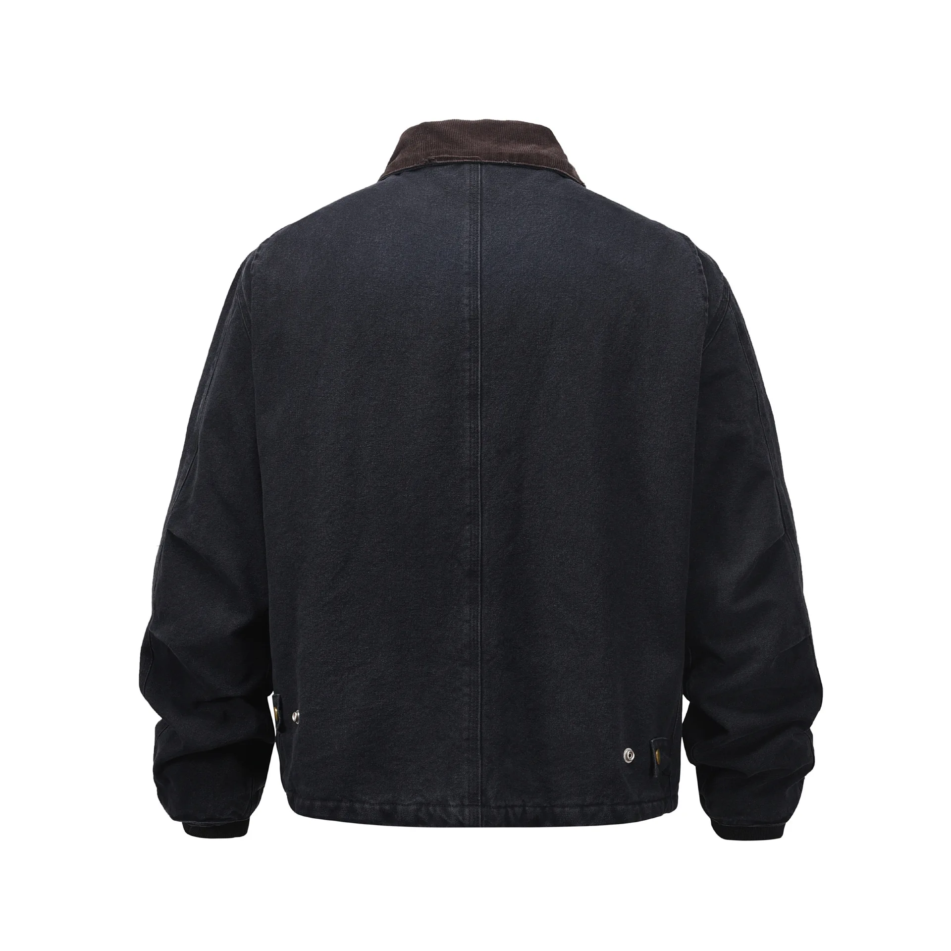 OEM Custom Design heavyweight canvas work jacket corduroy collar vintage distressed work trucker bomber denim jacket