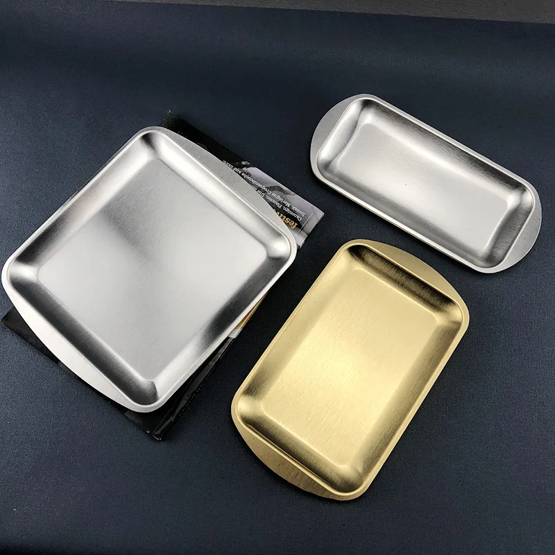 FTS stainless steel plates wholesale dishes food serving dinner catering restaurant metal set gold korean plate