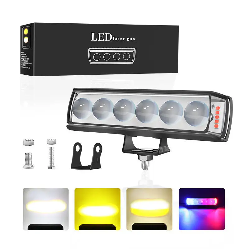Aluminum housing waterproof safety front lamp red blue flash 6 eyes warning motorcycles cars modified spotlamp