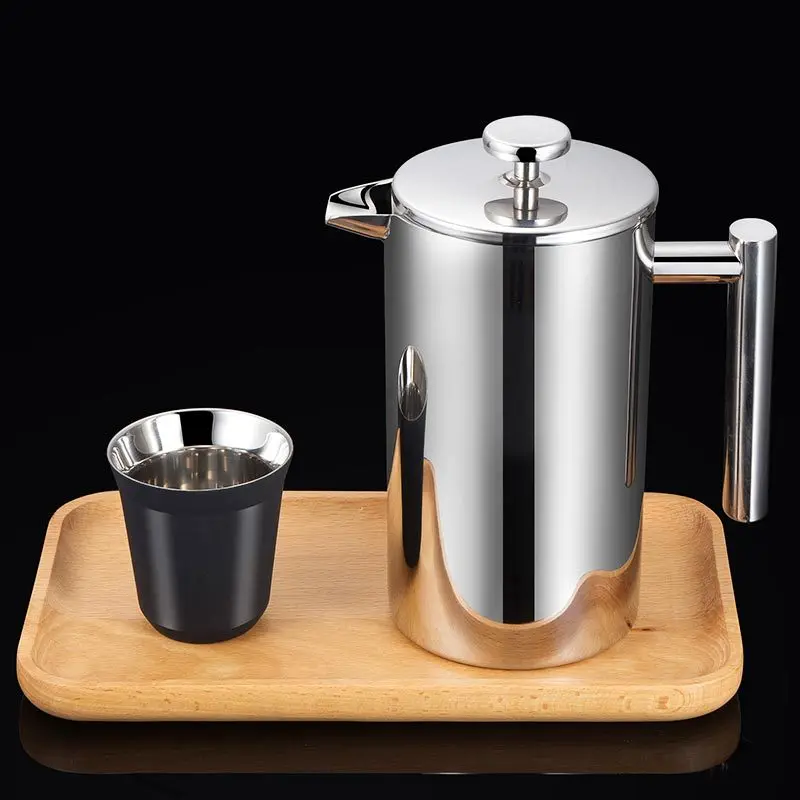High Quality 304 Stainless Steel Double Wall Insulated French Press Coffee Maker Press Pot Coffee Plunger Coffee Accessories