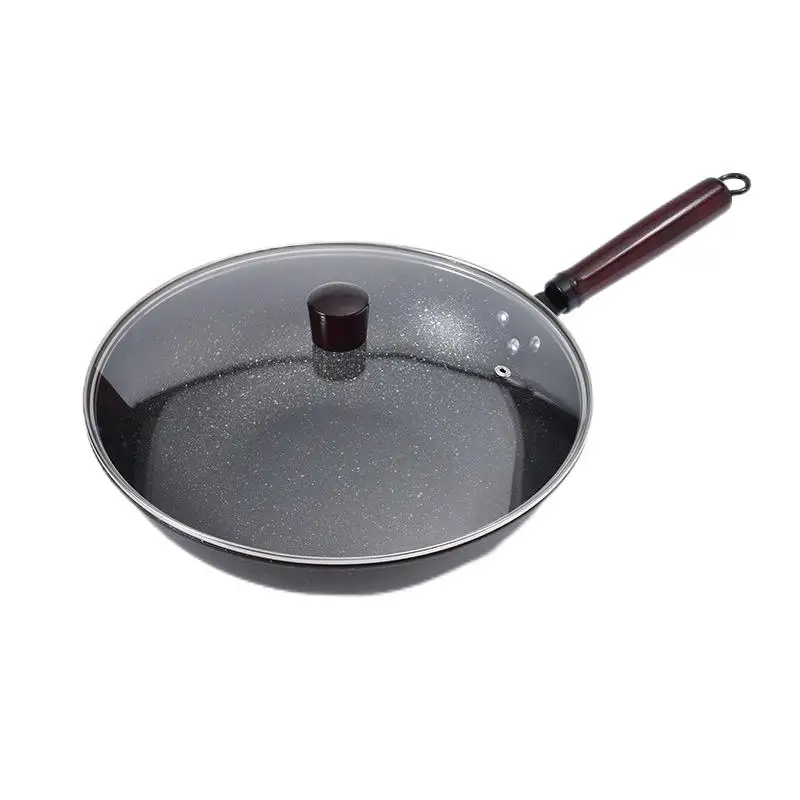 Home kitchen non-stick woks Chinese wok carbon steel high quality cooking pan  hand hammered cast iron wok cookware kitchen