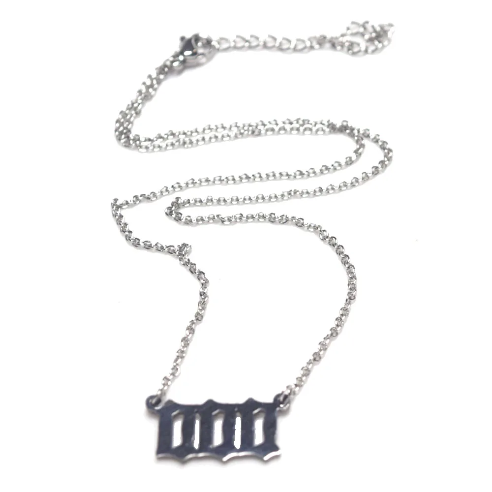 000 111 222 333 444 555 666 777 888 999 angel number pendant chain necklace 18k gold plated stainless steel material women