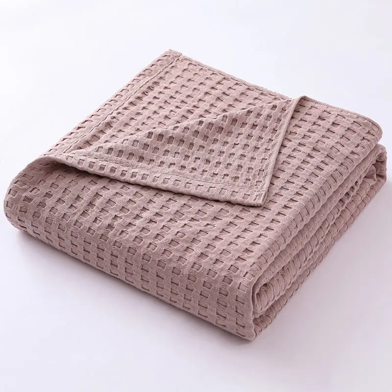 Summer Waffle Plaid Cotton Bed Blanket Throw Thin Quilt Knitted Bedspread Home Hotel Coverlets Throw Blankets
