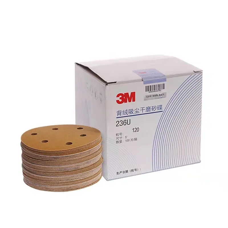 3M 5Inch 6 hole abrasive paper fiber disc yellow round  sandpaper zirconia sanding disc for polishing disc
