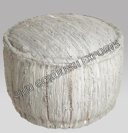 Indian Outdoor Pouf Cotton Handmade Stylish Elegant Square Shape Popular Fabric Seating Stools for Home Decoration