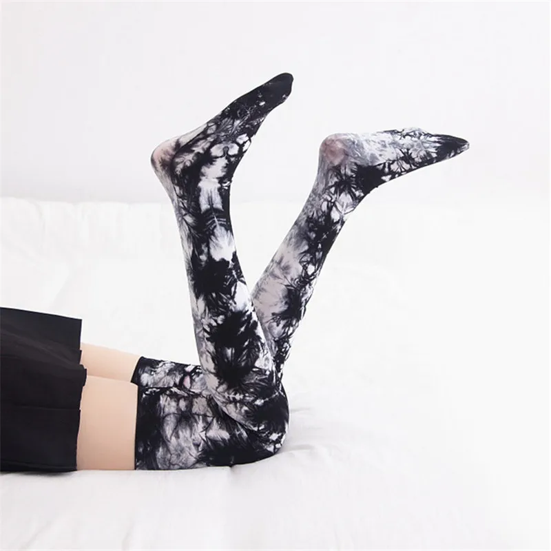 Wholesale Women Over Knee Stockings Tie Dye Leg Warmers Night Club Bar Teen Girl Fashion Cotton long Socks