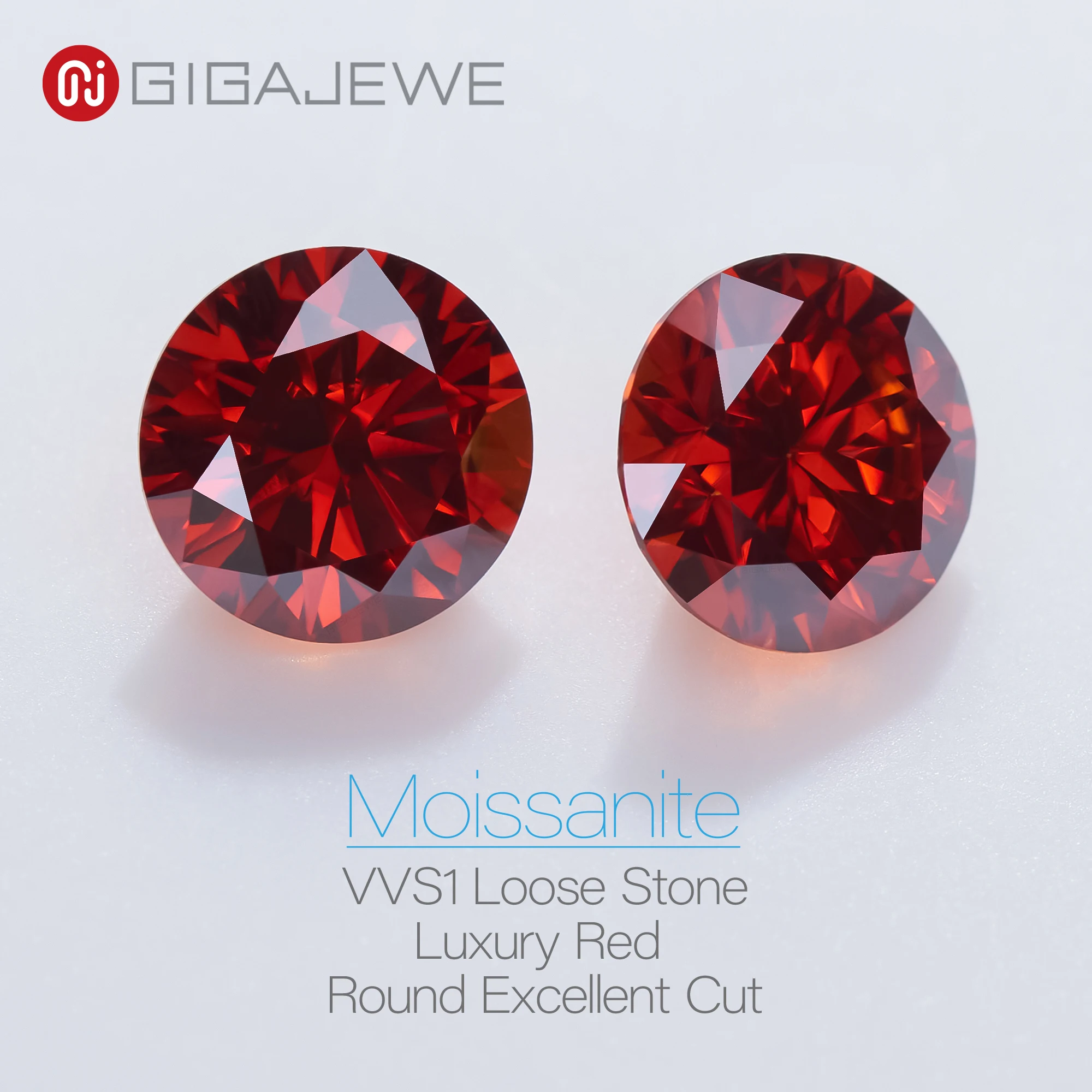 GIGAJEWE Wholesale loose Moissanite diamond round cut Plated red color VVS1 clarity for Jewelry making