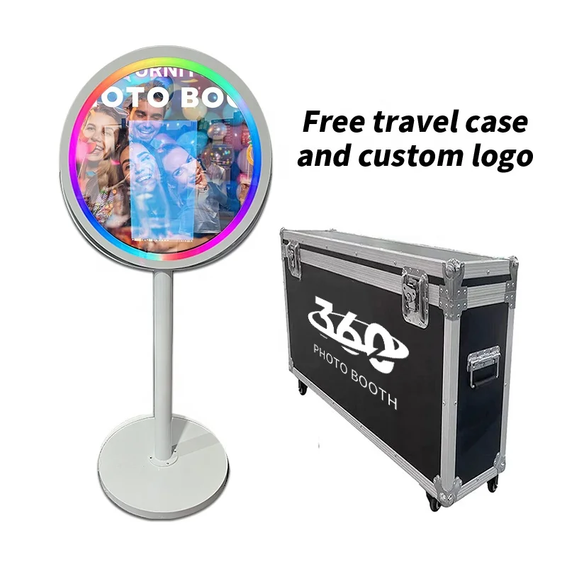 2024 Hot Selling Fotomaton Wedding Rental Large Size Round Photo Booth Machine Magic Mirror Photo Booth with Camera Flight case