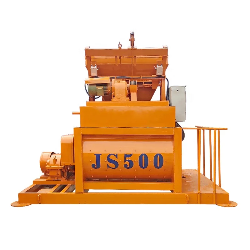 JS500 малогабаритная Инженерная смесительная установка принудительная двухосевая Бетономешалка с горизонтальной осью
