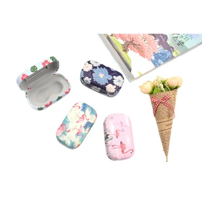 Rectangle Fashion Marble Contact Lens Case Portable Contact Lenses Case Box Kit with Mirror