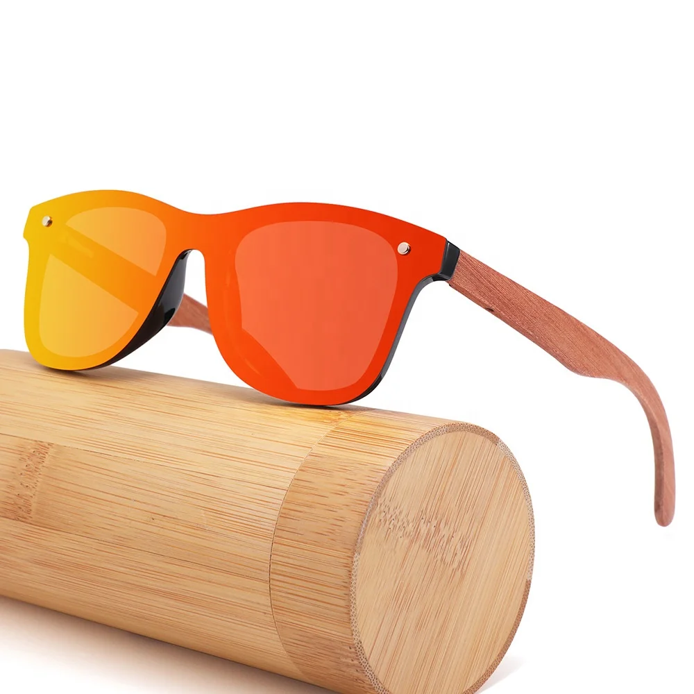 Custom handle wooden frameless sunglasses low moq outdoor driving  uv400 shades colorful lens wooden polarized sunglasses