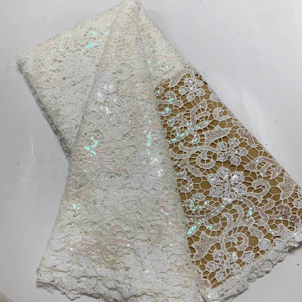 OK4017   Guipure Cord Lace Fabric 2024 High Quality Pure Color African Guipure Cord Lace for Sewing Luxury Evening Party Dresses