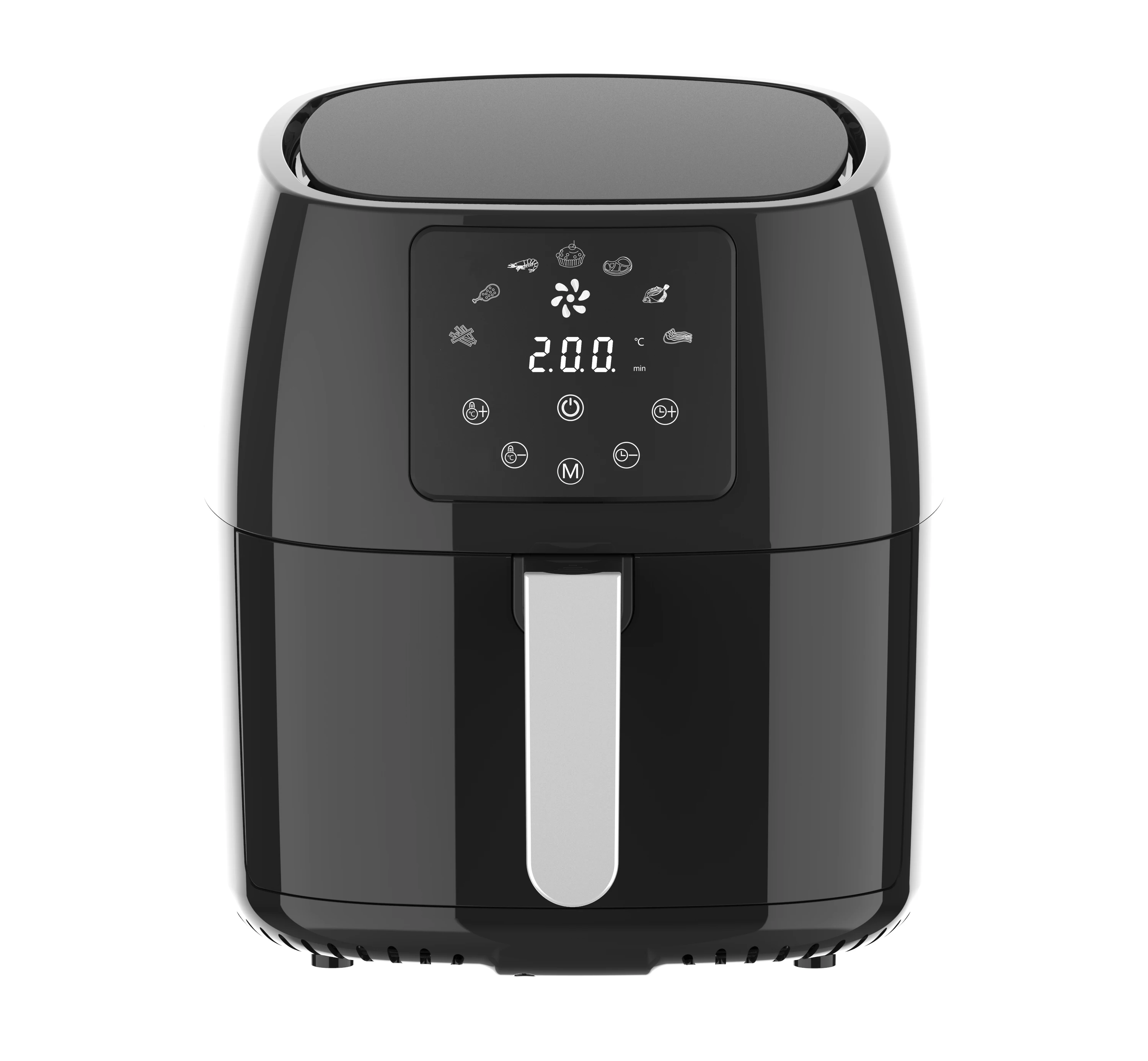 4.5L cubic plastic shell digital touch screen air fryer with non-stick pot