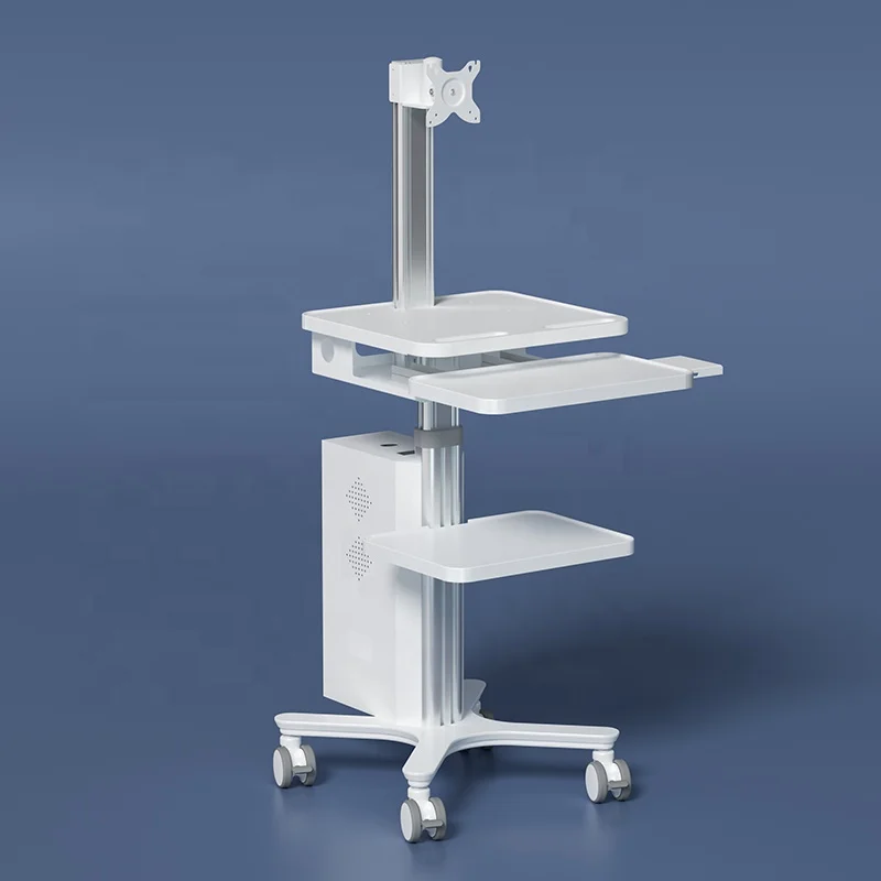 Medical Check RV Mobile Cart Plastic Workstation Adjustable Medical Trolley Cart With UPS Battery