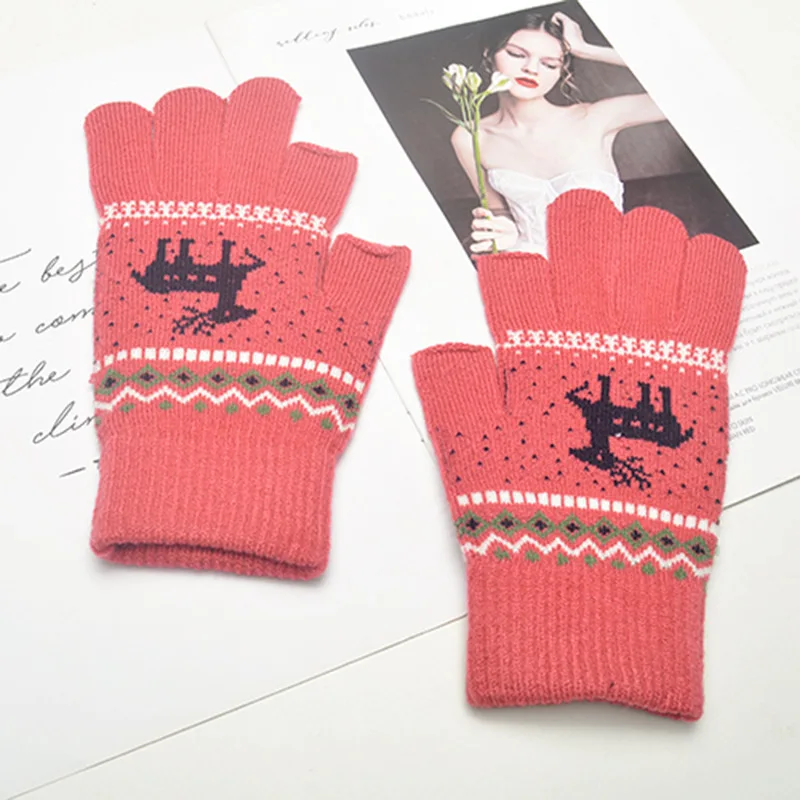 Personalized Two Fingers Exposed Touch Screen Knitted Warmth Glove