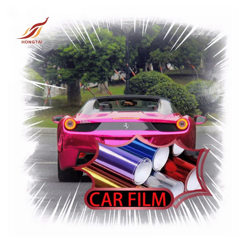full body dark grey car wrapping chrome vinyl film reflective black chrome car wrap stickers