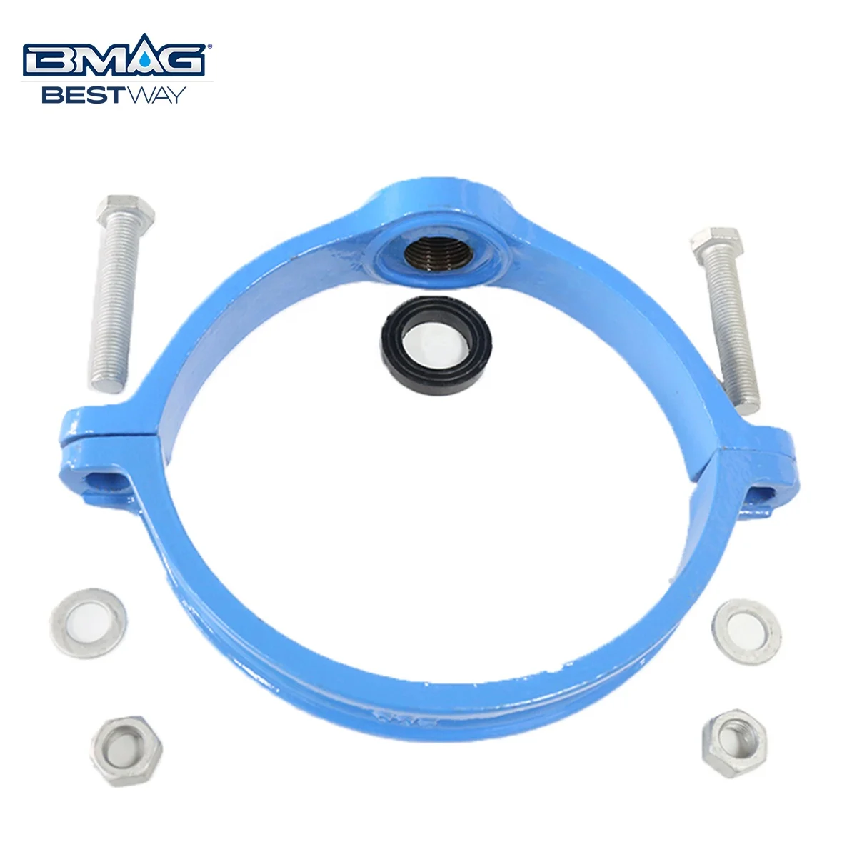 BMAG EPDM 80mm 100mm 150mm 200mm 250mm 300mm Ductile Iron Saddle Clamp for Pvc Pipe Water