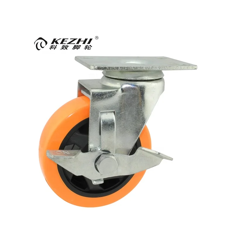 Китай производство Средний Долг pu МНЛЗ верхней пластины боковой тормоз типа Кастора для столовой тележки