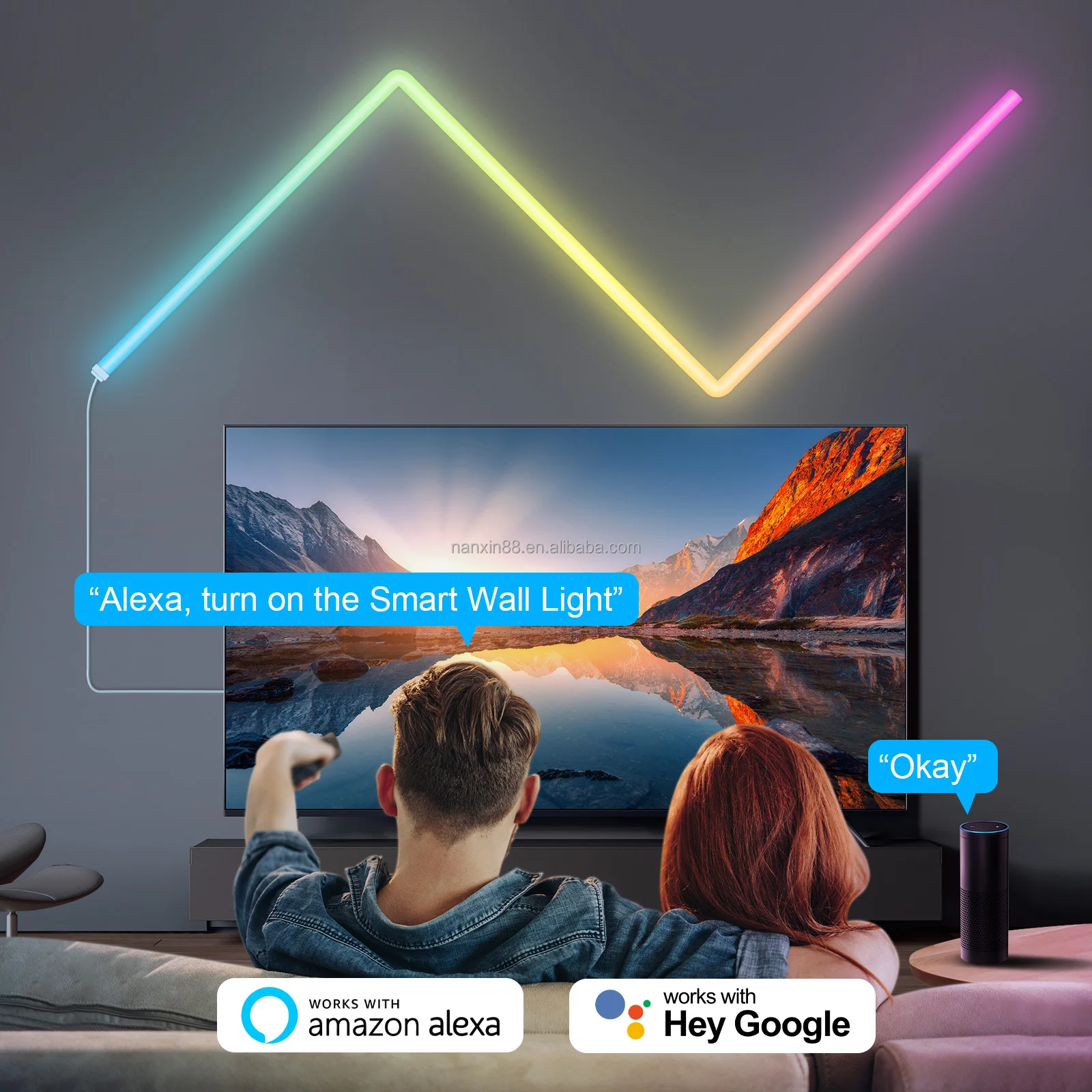 6Pcs Glide RGBIC Smart Wall Light with 4 Corners Multicolor Music Sync Smart  LED Wall Light Bar