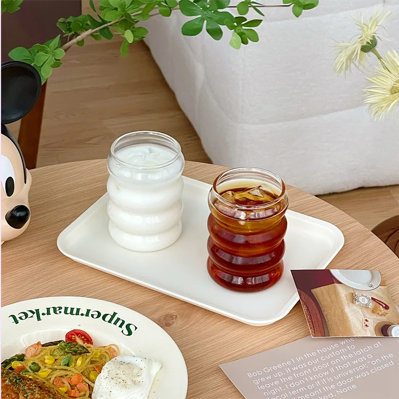 Винтажный 10 унций рифленая волнистая форма пузырьковая стеклянная чашка настраиваемый милый круглый дизайн для воды или вечеринки