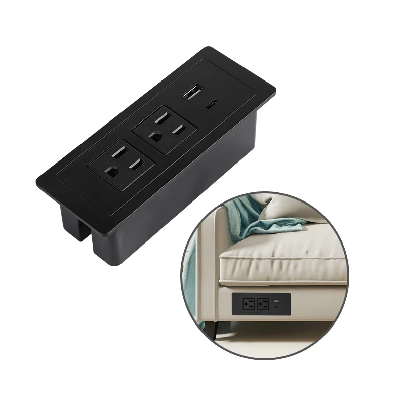 The factory supplies hotel furniture power socket 2Ac power supply usb-a charger and type - C charging port