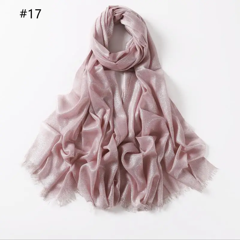 Metallic Lurex Scarf for Muslim Women Hijab 2021 Custom Wholesale Shiny Soft Shawls Reversible Glitter Tassel Scarf