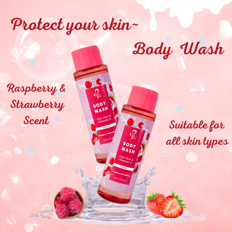 18+ Years GMPC Factory strawberry lightening custom logo oem body wash gel de douche gommant best shower gel manufacturer