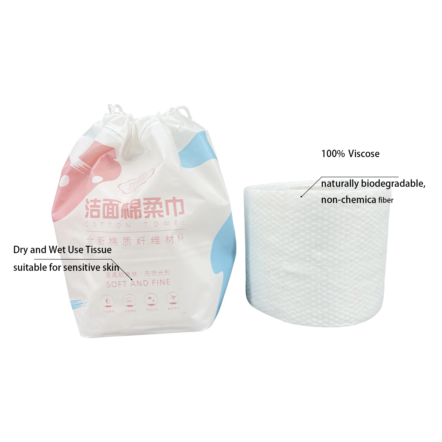 Disposable Face Towels Roll Single Use Face Cleaning Towel Viscose Wholesale Facial Tissue