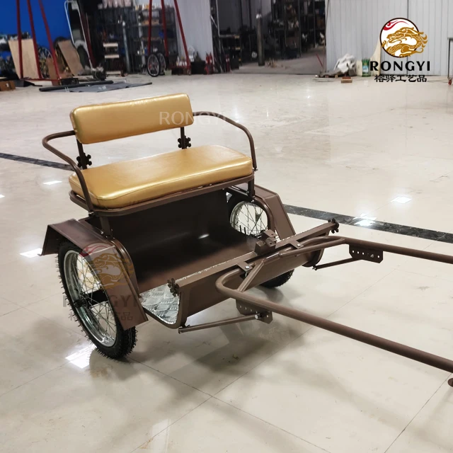 customized Pony Small Buggy Carriage Two Wheels Brown Horse Carriage  /Horse Cart Carriage for Shehetland Pony