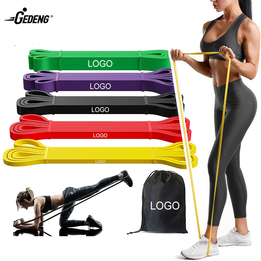 GEDENG Factory Wholesale  Low Moq Pull Up Thick Boxing Gym Elastic Hip Latex Custom Printed Fitness Resistance Bands Set best