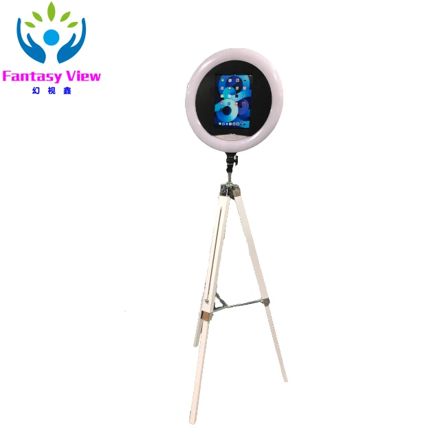 Fashion Led Ring Light Social Station For Ipad Live Video Photobooth Interactive Photo Kiosk Diy Shell Public Photobooth