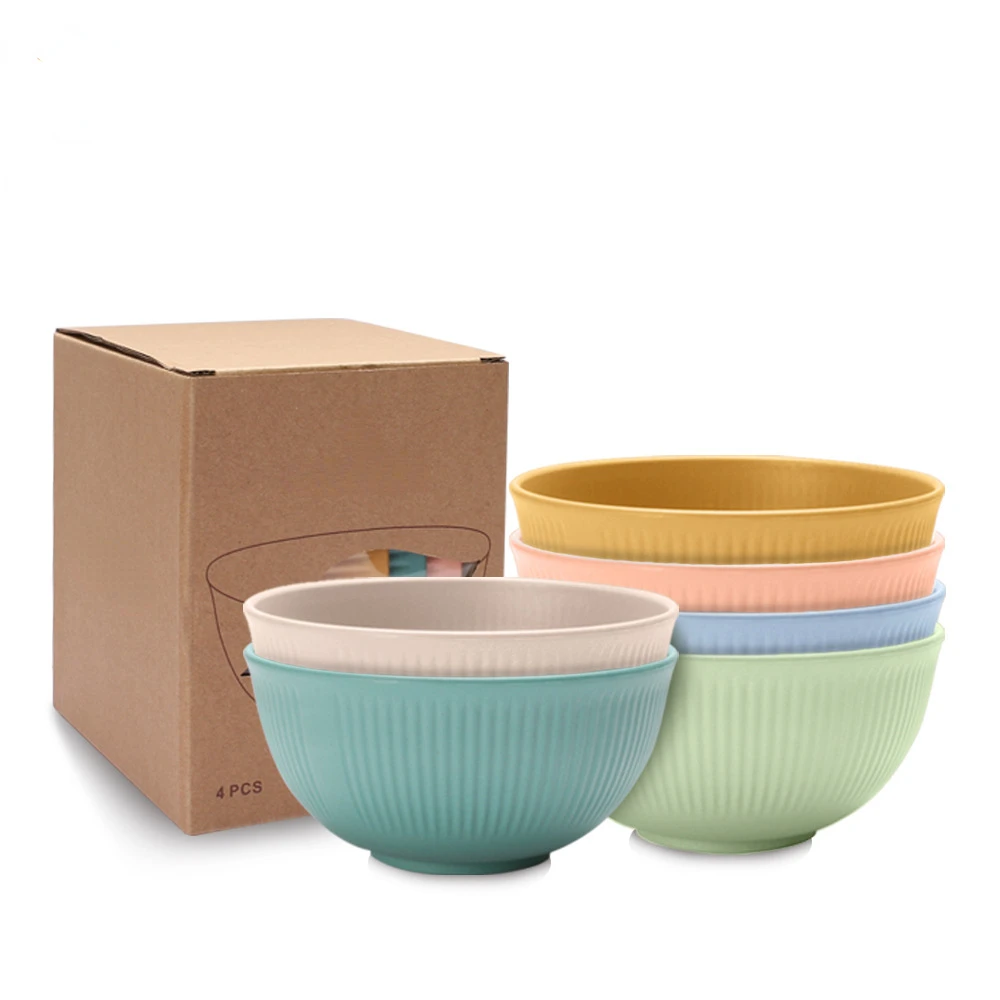 Wheat straw bowl household rice Japanese Ramen salad use instant noodles soup bowl plate gift box