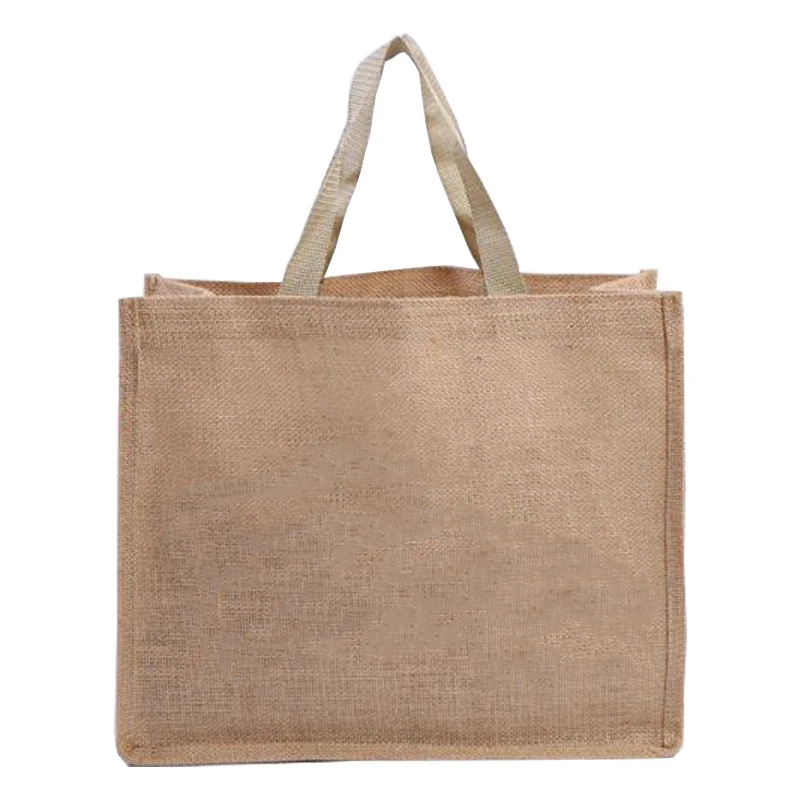 Custom Logo Printed Eco Recycle Natural Foldable Reusable Jute Burlap Linen Laminated Shopping Jute Tote Bags