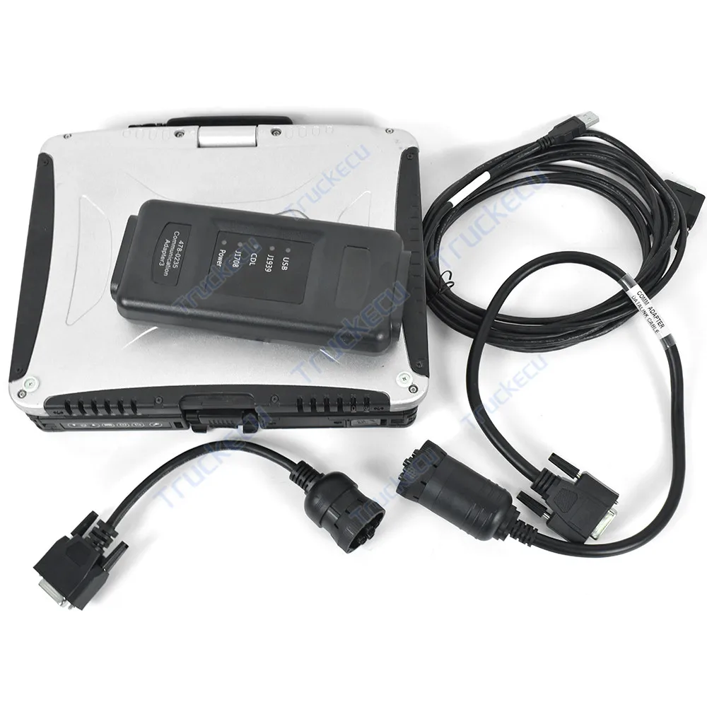 Toughbook CF19 Laptop with Communication Adapter ET Com4 Kit SIS Excavator Truck Diagnostic Tool ET4