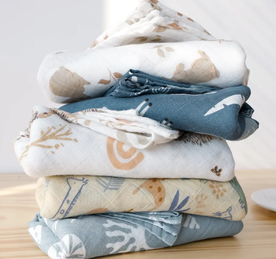 custom organic quality 100% bamboo cotton muslin blankets swaddle kids muslin bamboo cotton swaddle blanket 3 pack for sale