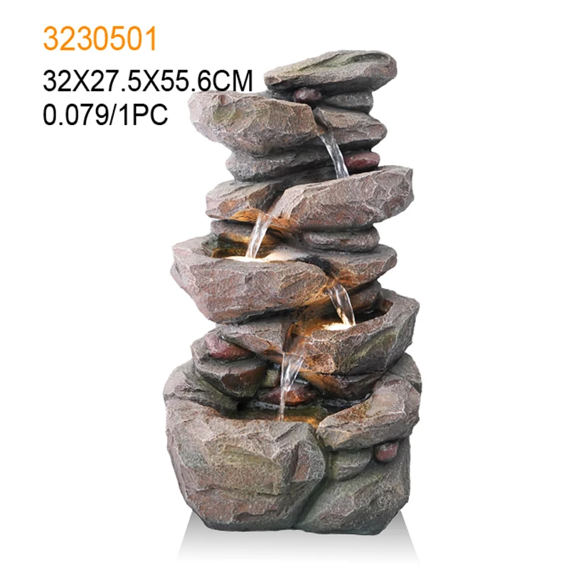 2024 new Resin stone garden water fountain with led for Outdoor Decoration