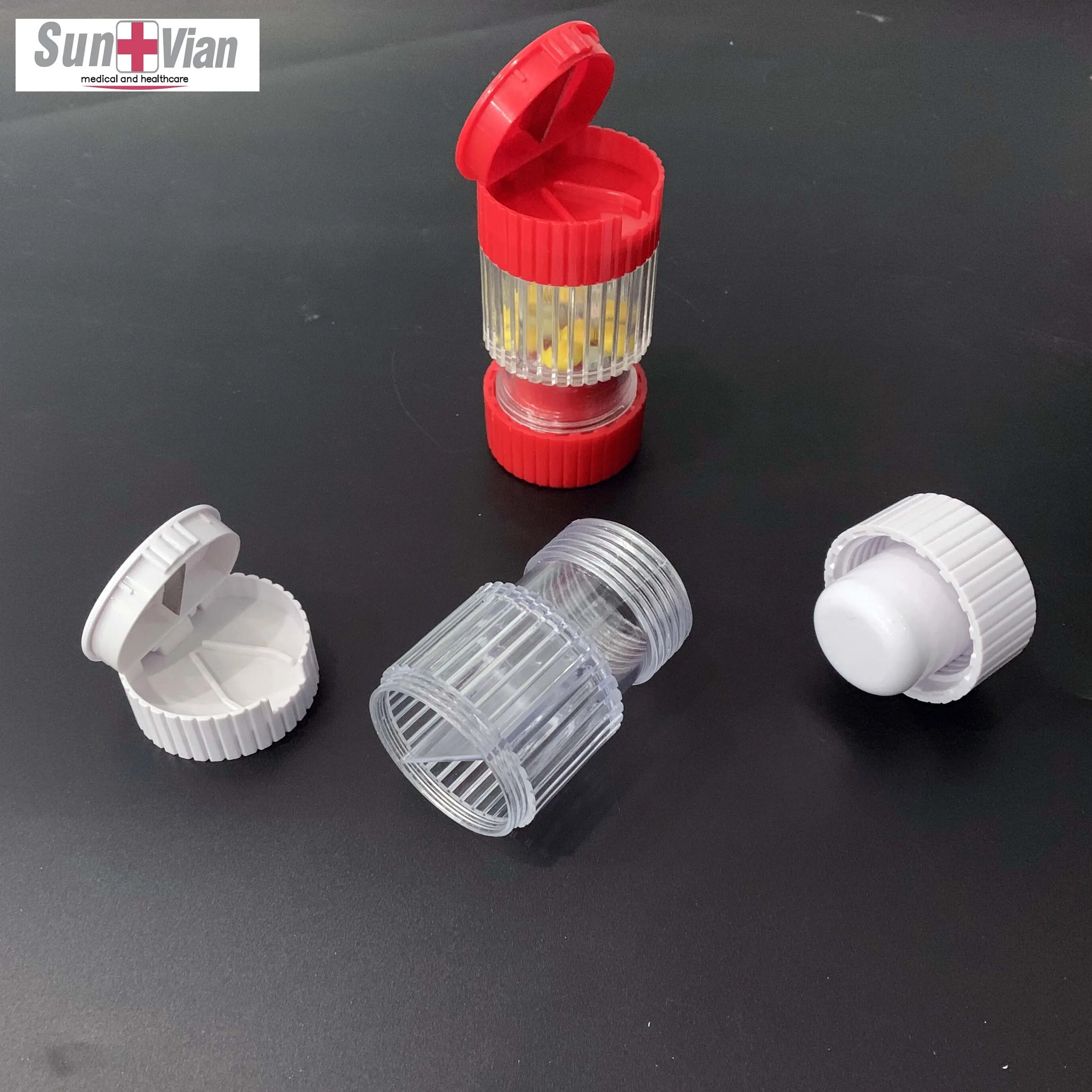 Travel 3 in 1 pill box with cutter and crusher tablet cutter pill crusher