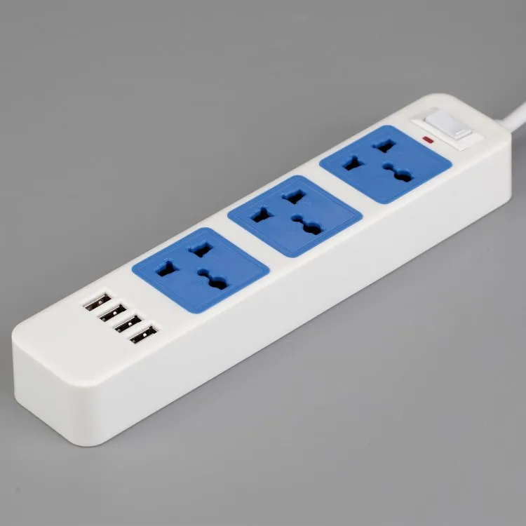 UK Plug Universal Power Extension 2 Meter with 4USB Socket/Surge Protection