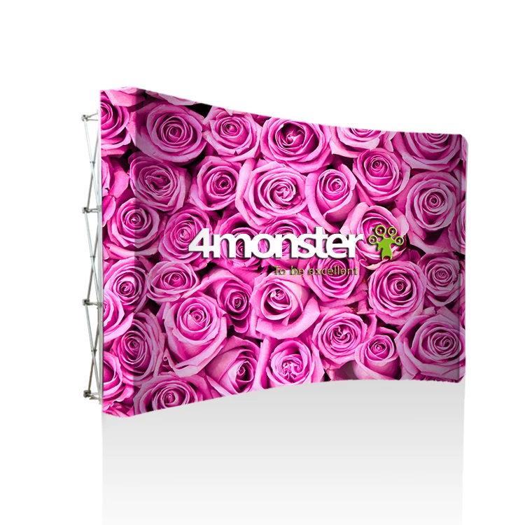 Portable Aluminum Pop up Exhibition Stand Curved Straight Backdrop Wall Display with Tension Fabric for Advertising Trade Shows