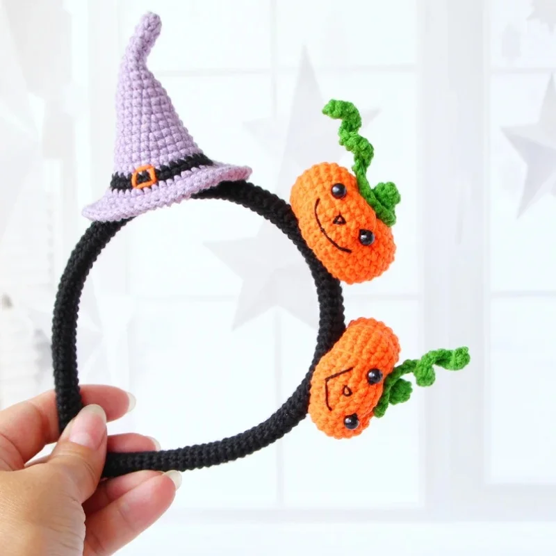 DIY Halloween Headband Crochet Witch Hat Hair Band Amigurumi Pumpkins Crochet Christmas Hair Band