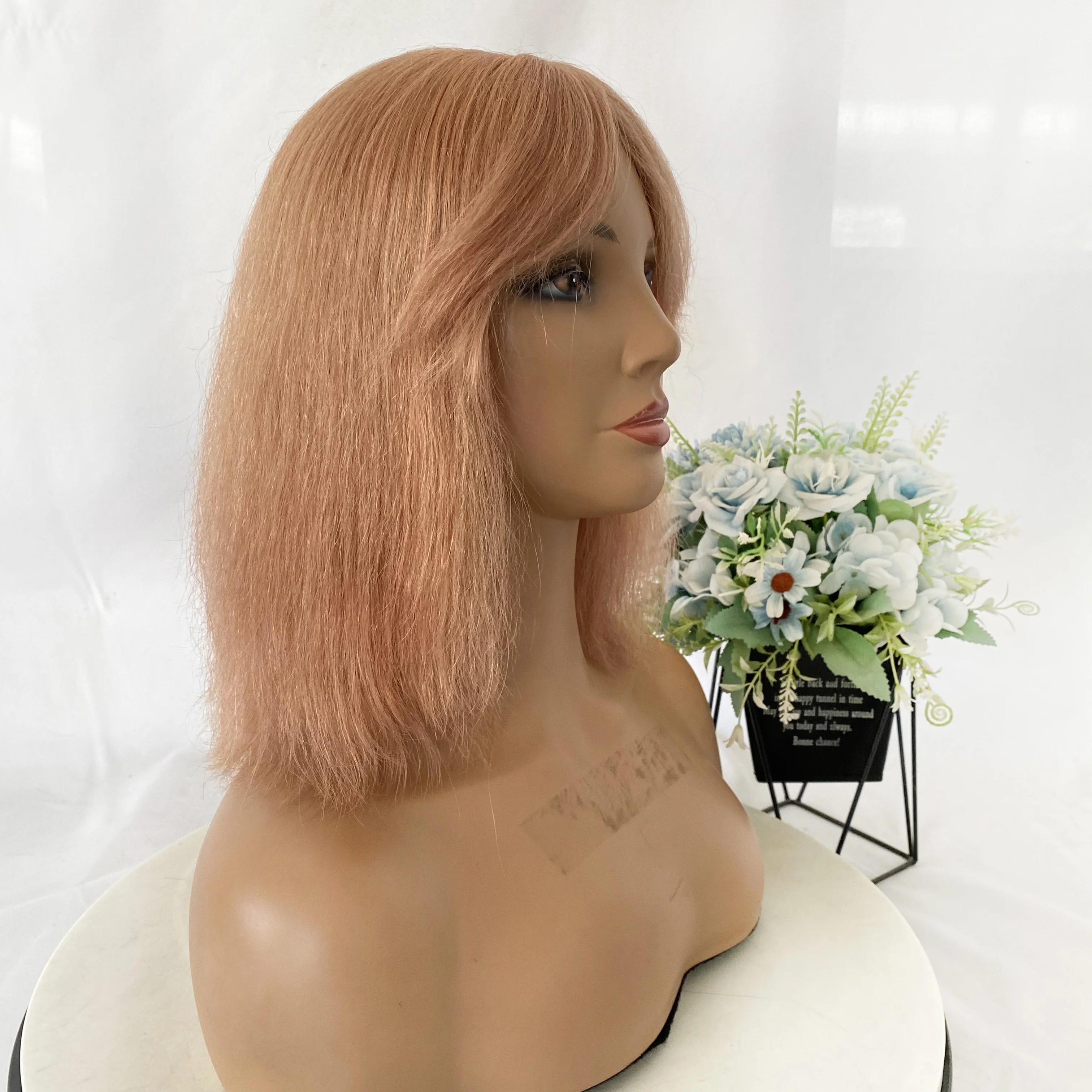 wholesale 100%Natural Virgin human hair wigs With silk straight weave short hair wigs