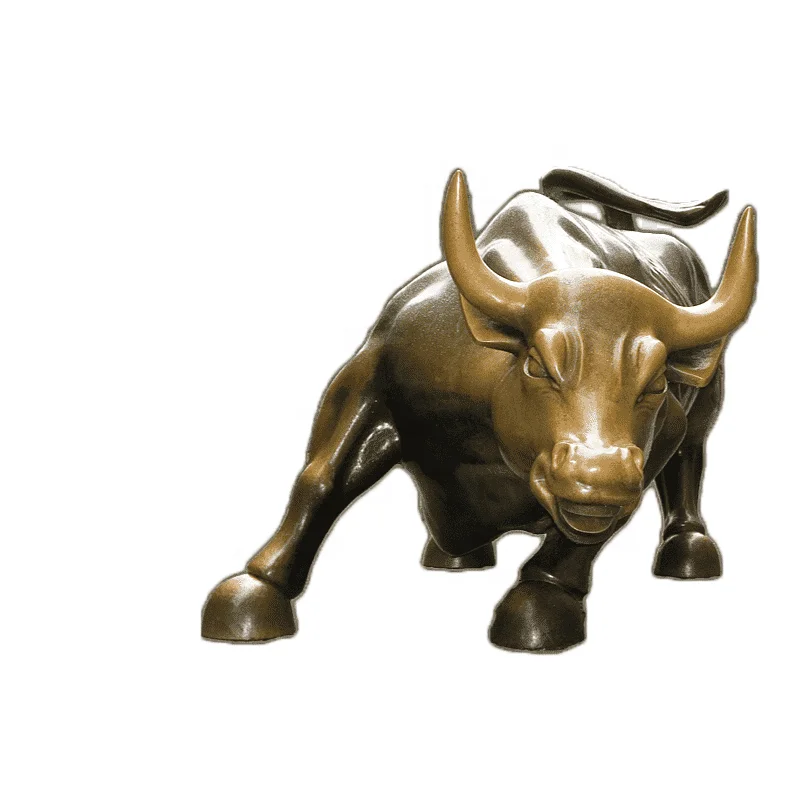 famous charging bull wall street bronze statue