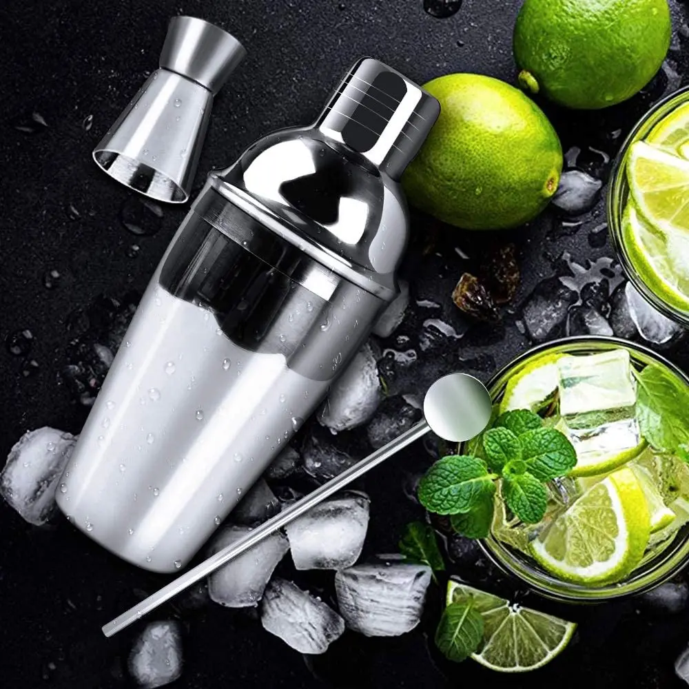 Custom 7-piece Professional Cocktail Shaker Making Bar Sets With Bamboo Stand Stainless Steel Bartender Kit Bar Tool