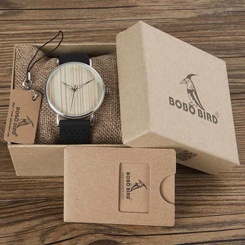 High Quality BoBo Bird Wood Face Dial Silicon Strap Custom Logo Japan Miyota Quartz Movement Wood Wrist Watch