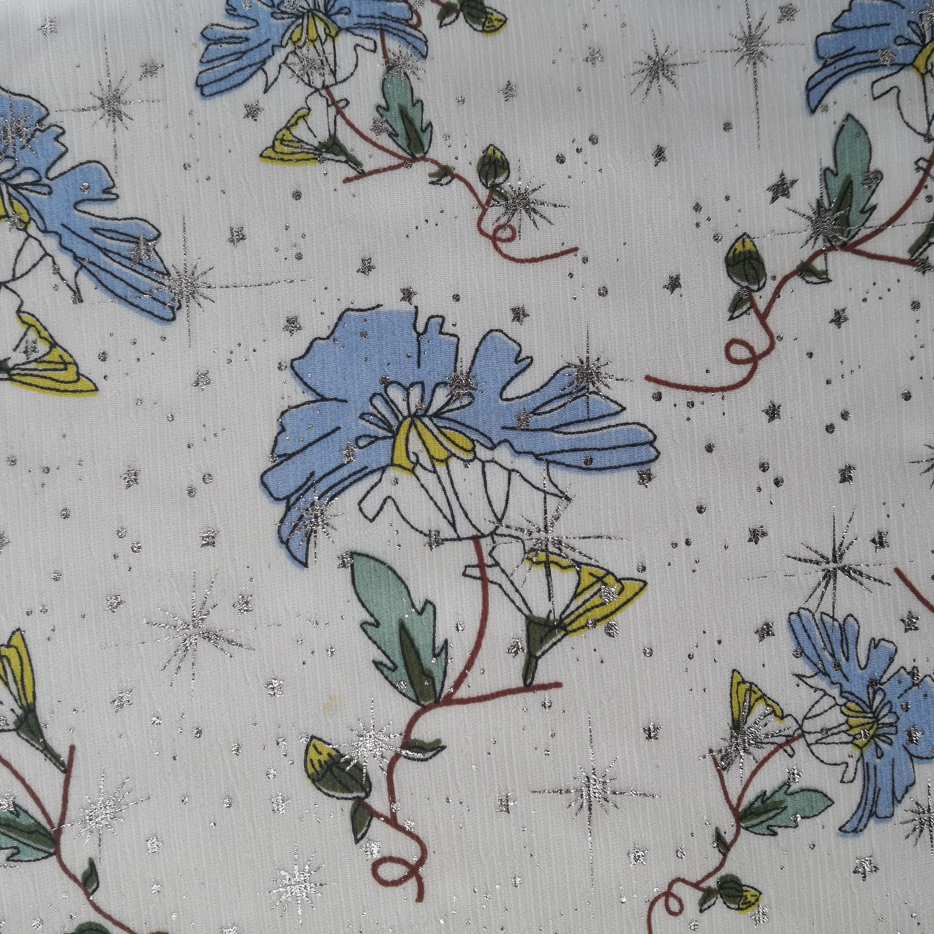 metallic silk shifon hair accessories fabric lurex silk pure rose chiffon decorative white flowers silk for wedding