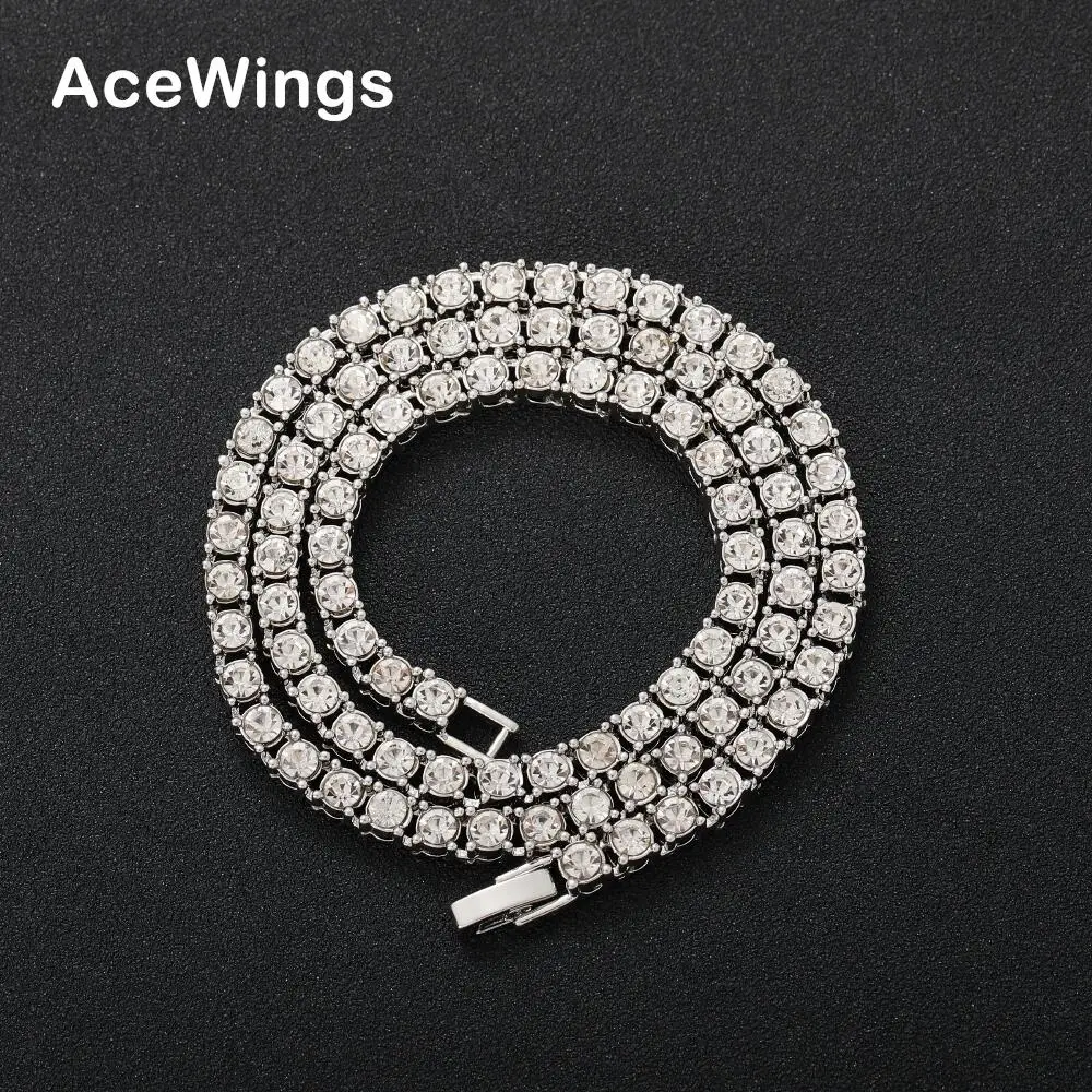 AC022  3mm 4mm  Hip Hop Alloy Chain Iced out  Chain Necklace Bling bling Jewelry